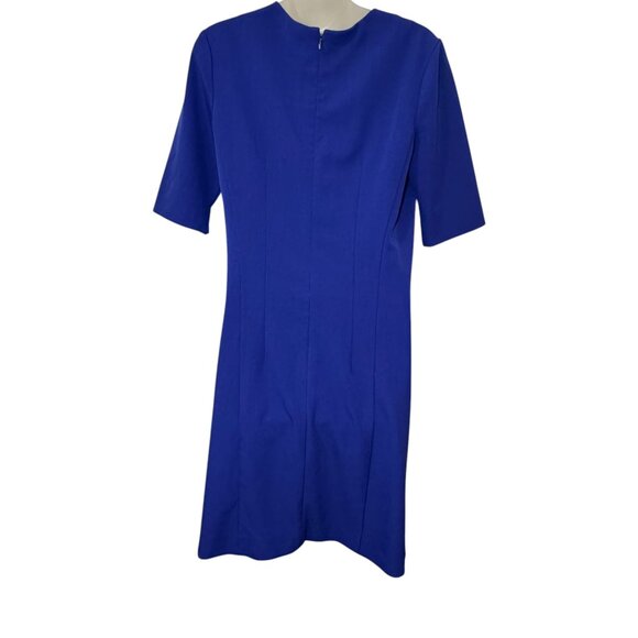 M.M. LaFleur Emily Blue Stretch Knee Length Square Neck Sheath Dress Size 10 - Picture 9 of 12